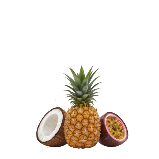 Kokosnuss, Ananas und Maracuja
