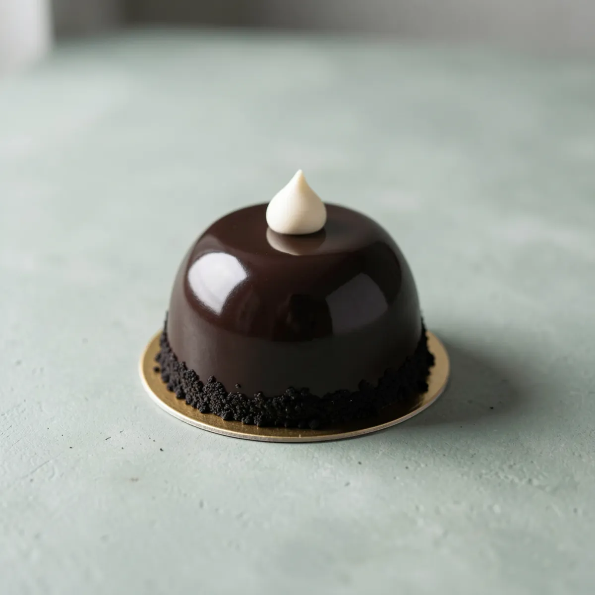 Oreo-Törtchen: glasierte Kuppel auf Goldsockel